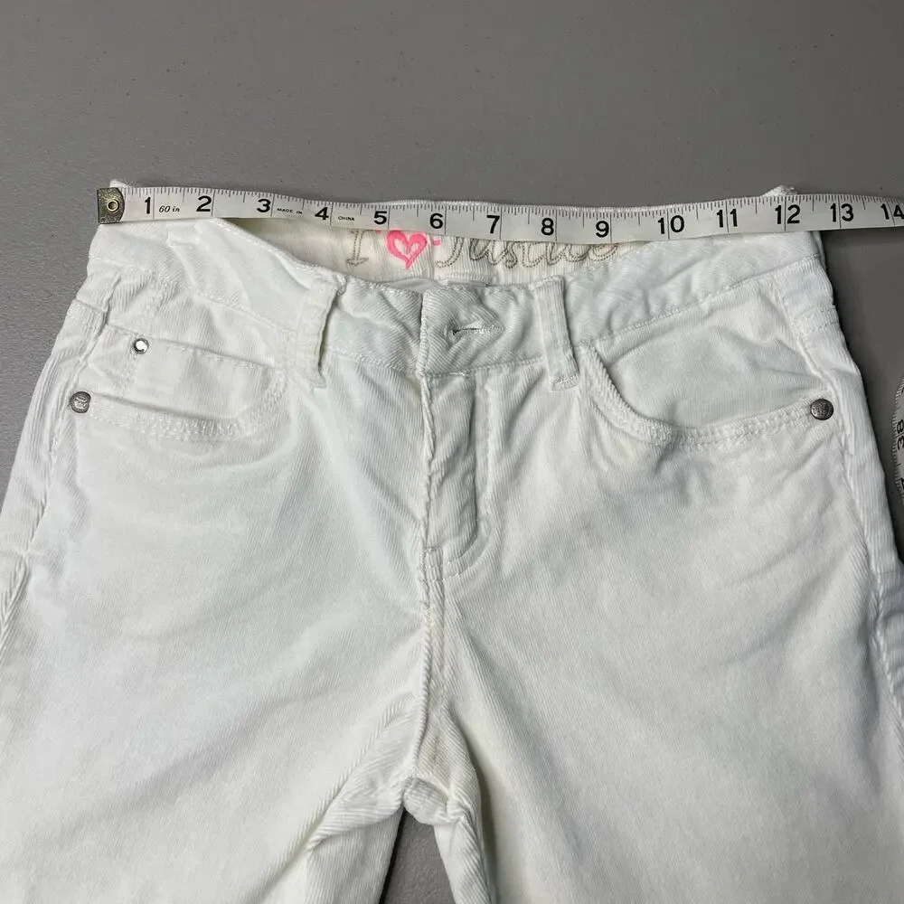 Girl's Justice Bootcut Corduroy  Jeans Low‎ Rise Cotton Blend Stretch White 12 R